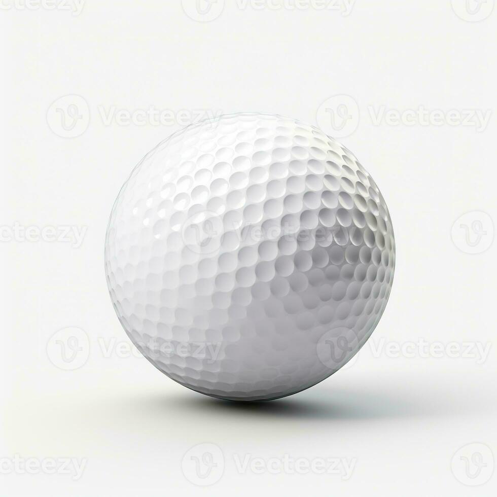 ai gerado golfe bola em branco fundo. esporte, jogo, passatempo foto