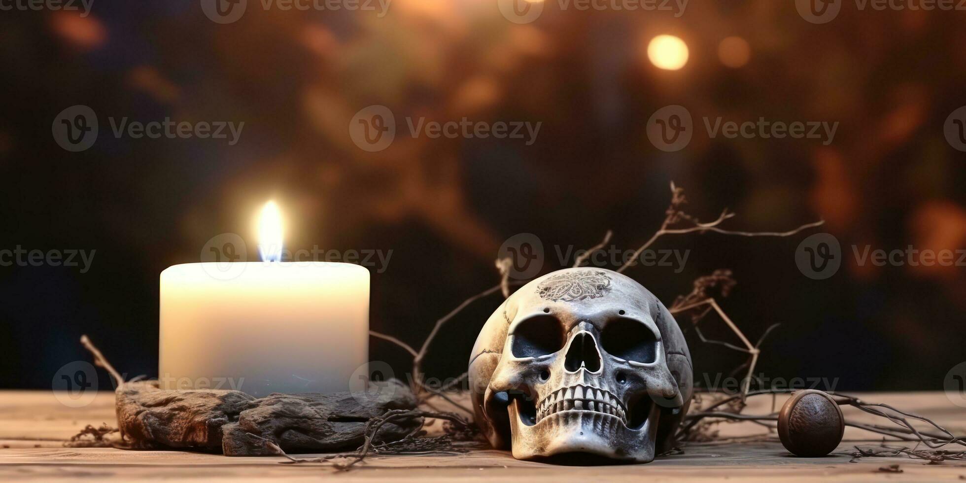 ai gerado uma vela aceso crânio evoca a cultural riqueza do a dia do a morto festival. foto