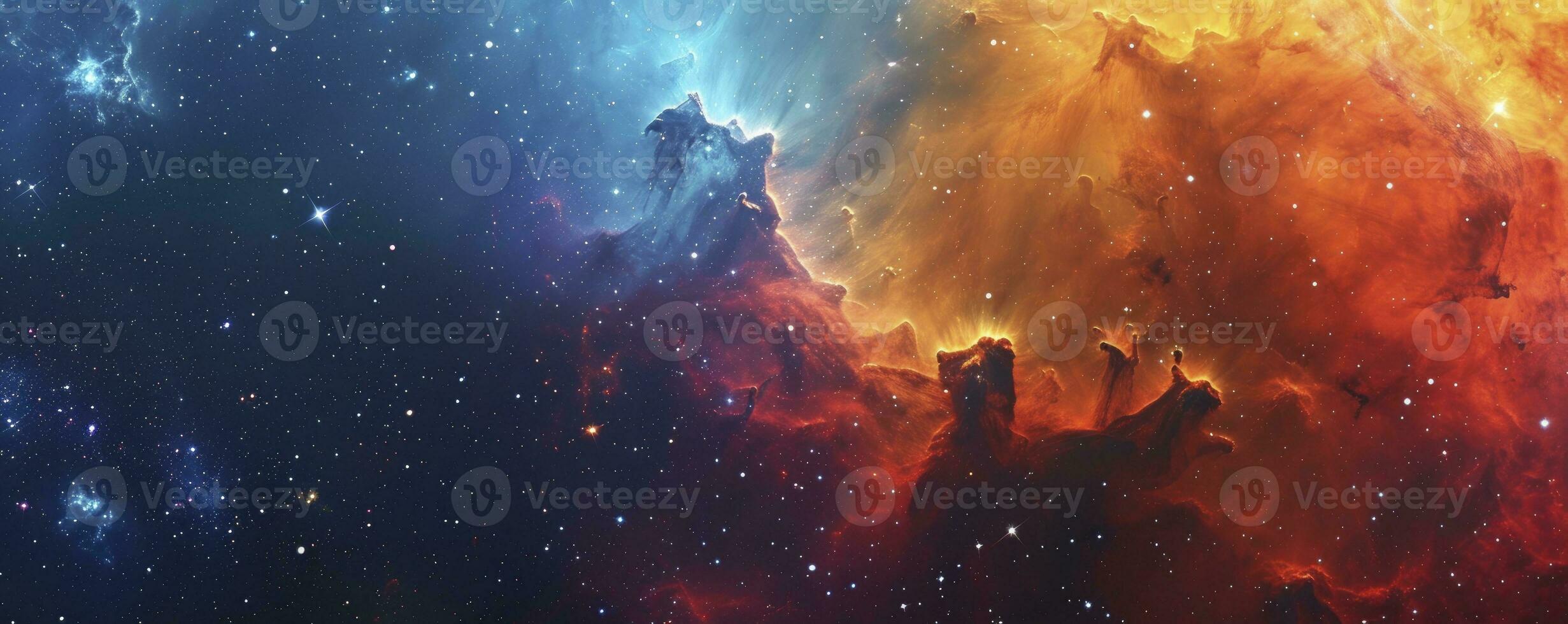 ai gerado colorida espaço galáxia nuvem nebulosa. stary noite cosmos. universo Ciência astronomia. Super Nova fundo papel de parede. foto