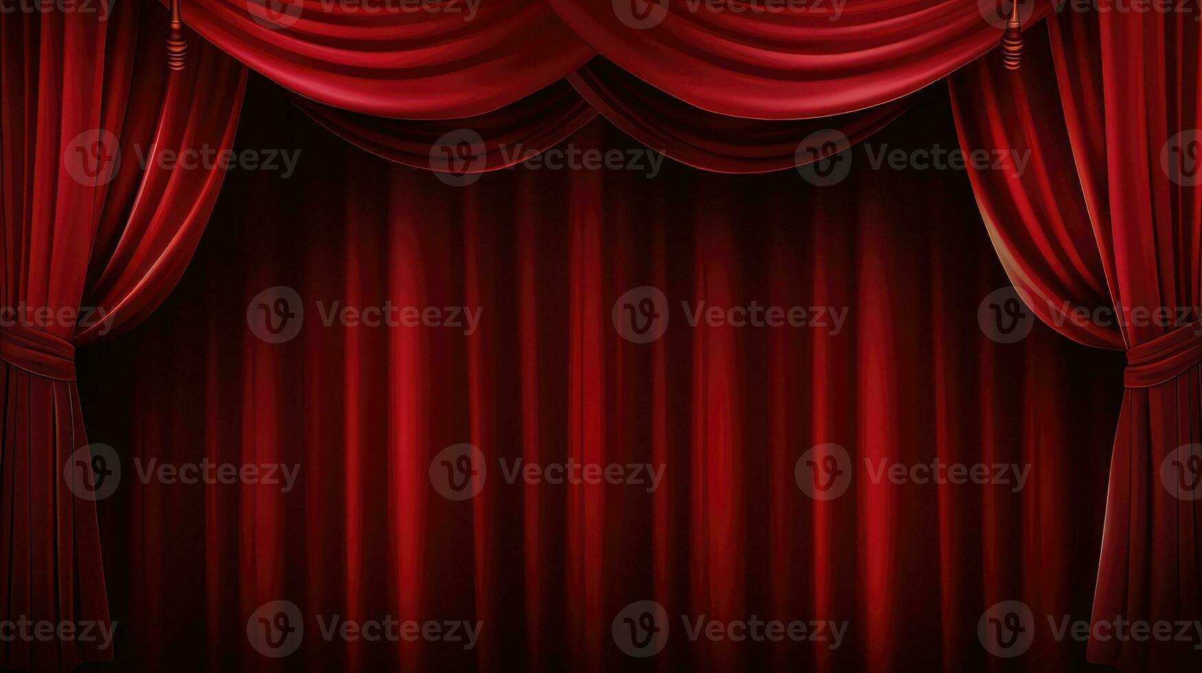 ai gerado vermelho teatro cortina com holofotes fundo foto