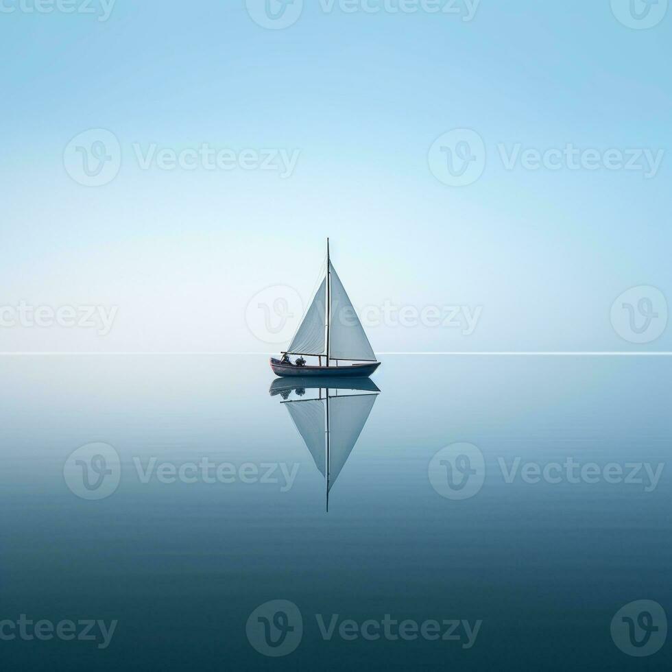 ai gerado minimalista foto uma navio em mar