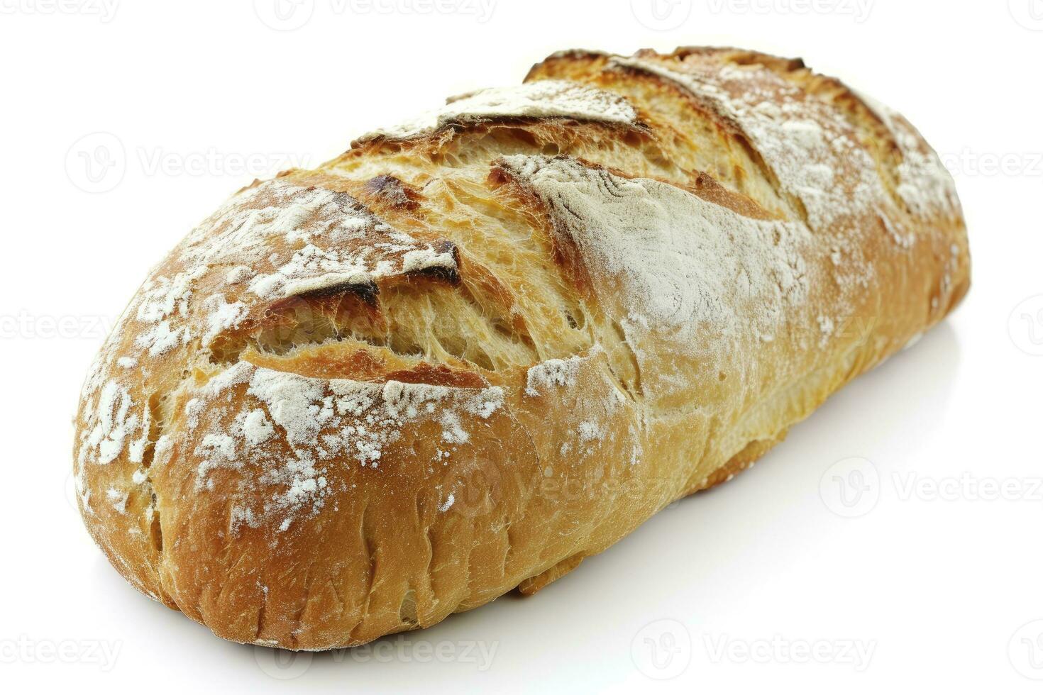 ai gerado fresco pão em branco fundo foto