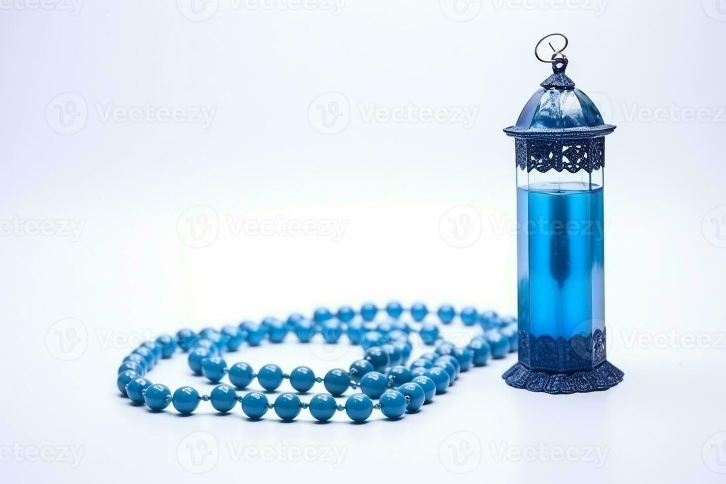 ai gerado ornamental árabe lanternas. com tasbih em a branco fundo foto