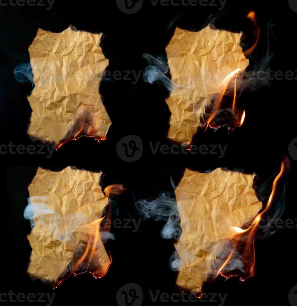 pedaço de papel amassado queimando foto