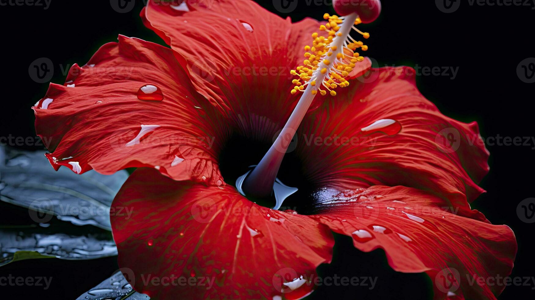 ai gerado uma hibisco flor com uma Preto background.ai gerado. foto