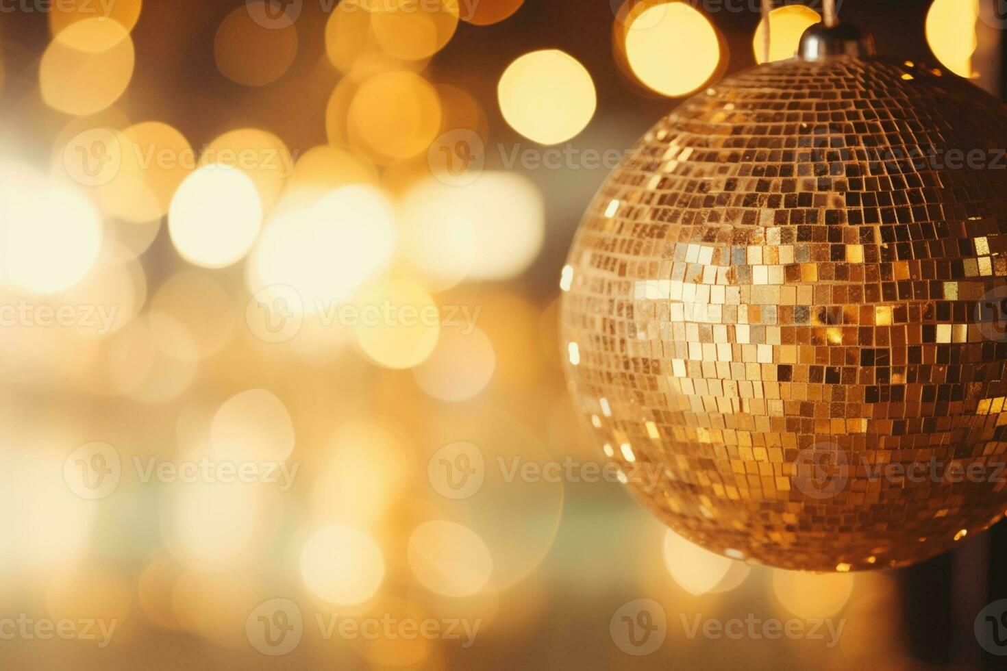 ai gerado dourado Natal partículas e granulados para uma feriado celebração gostar Natal ou Novo ano. brilhante dourado luzes. papel de parede fundo foto