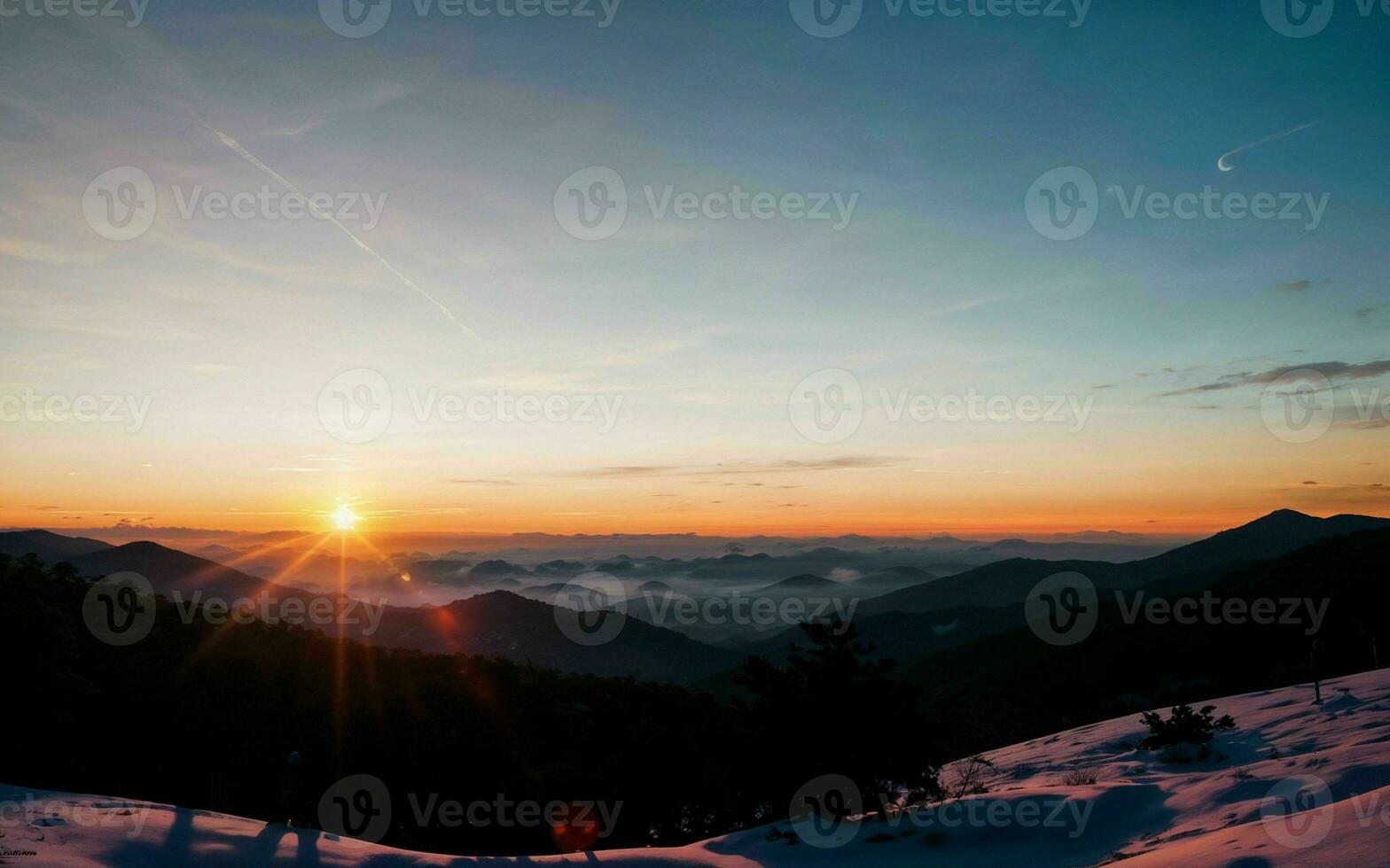 ai gerado crepúsculo abraço uma sinfonia do cores sobre majestoso montanha picos ai gerado foto