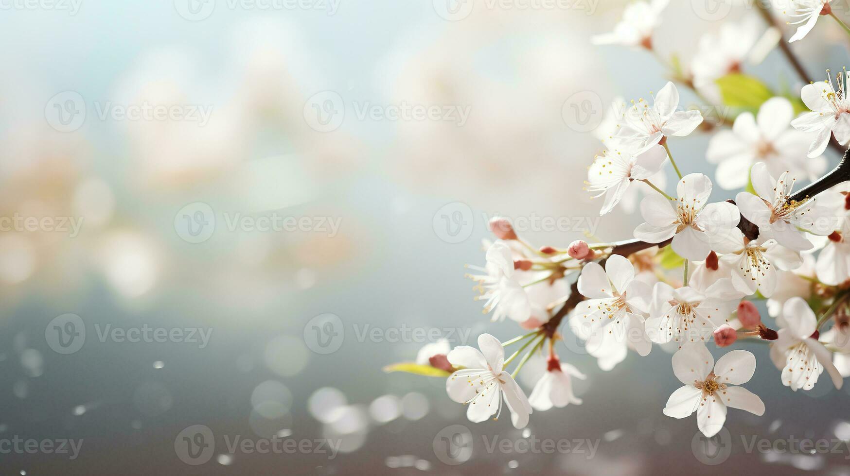 ai gerado uma ramo do cereja flores contra uma bokeh fundo. gerado de artificial inteligência foto