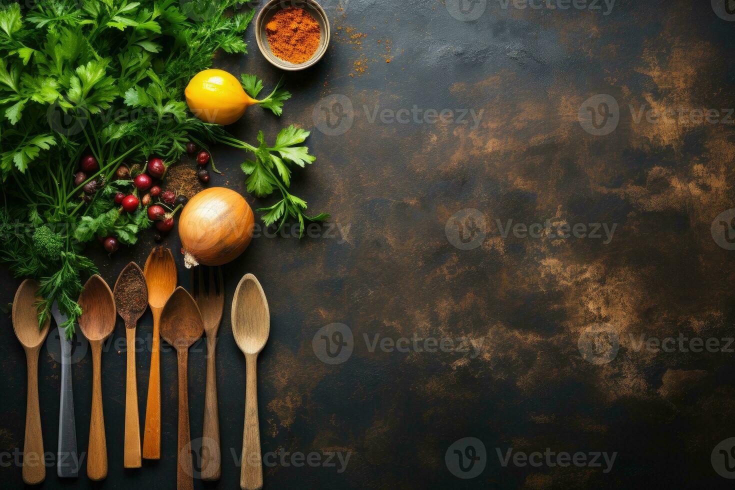 ai gerado foto do Comida ingredientes com uma cozinha mesa fundo profissional publicidade Comida fotografia