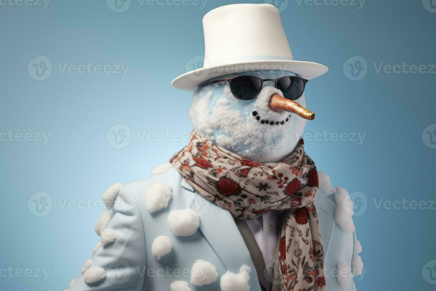 ai gerado retrato do boneco de neve dentro a elegante roupas dentro estúdio foto