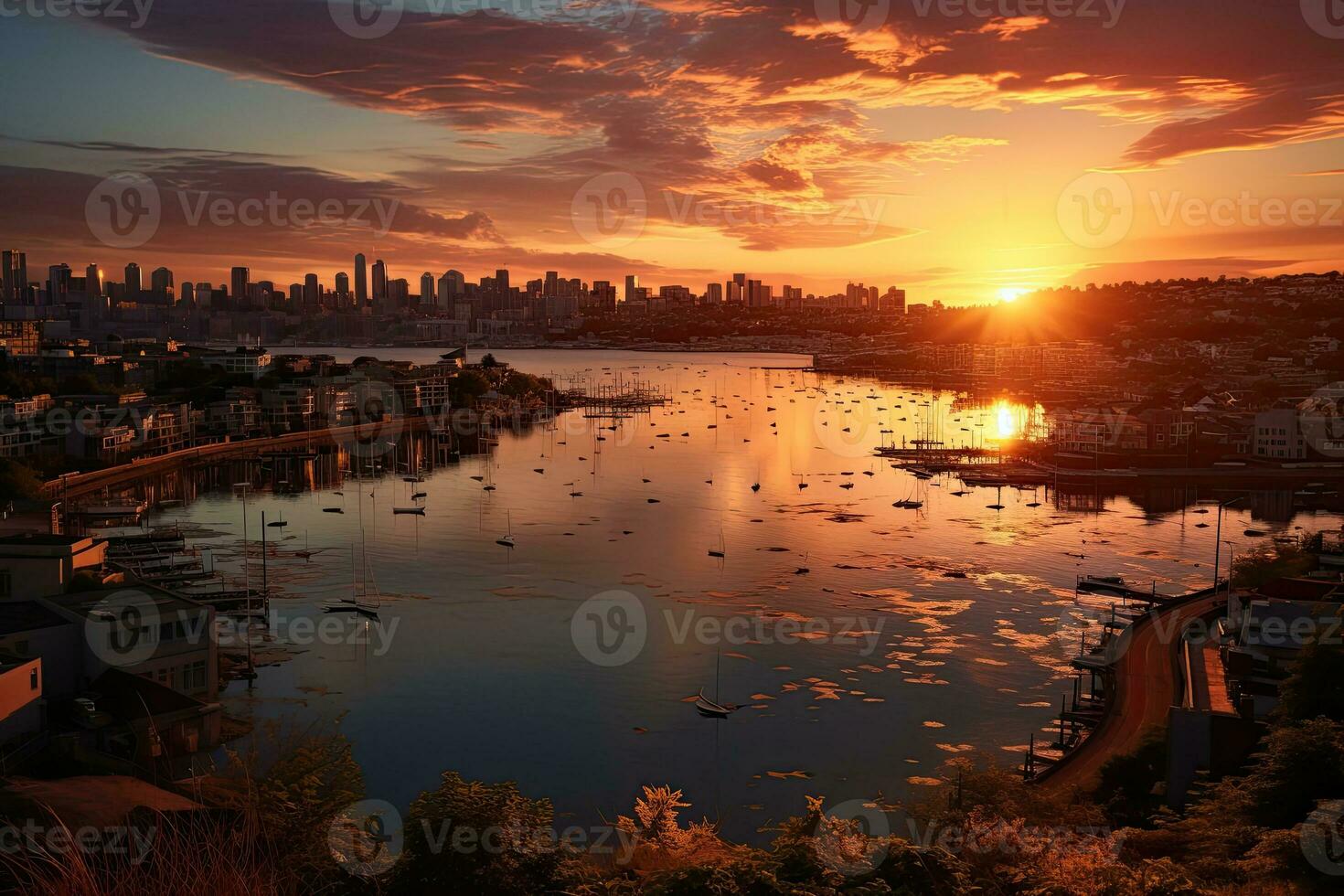 ai gerado a atmosfera quando a Sol conjuntos em a horizonte profissional fotografia foto