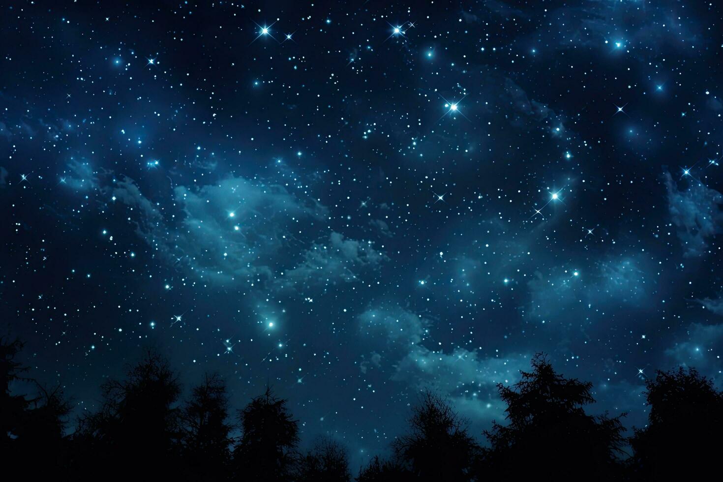 ai gerado inverno noite céu com estrelas e árvores elementos do isto imagem mobiliado de nasa, ai gerado foto