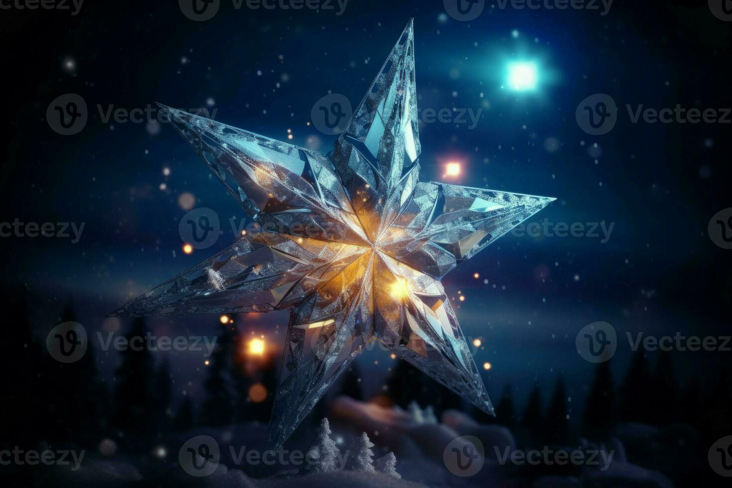 ai gerado inverno Estrela brilhando dentro noite digital arte. gerar ai foto