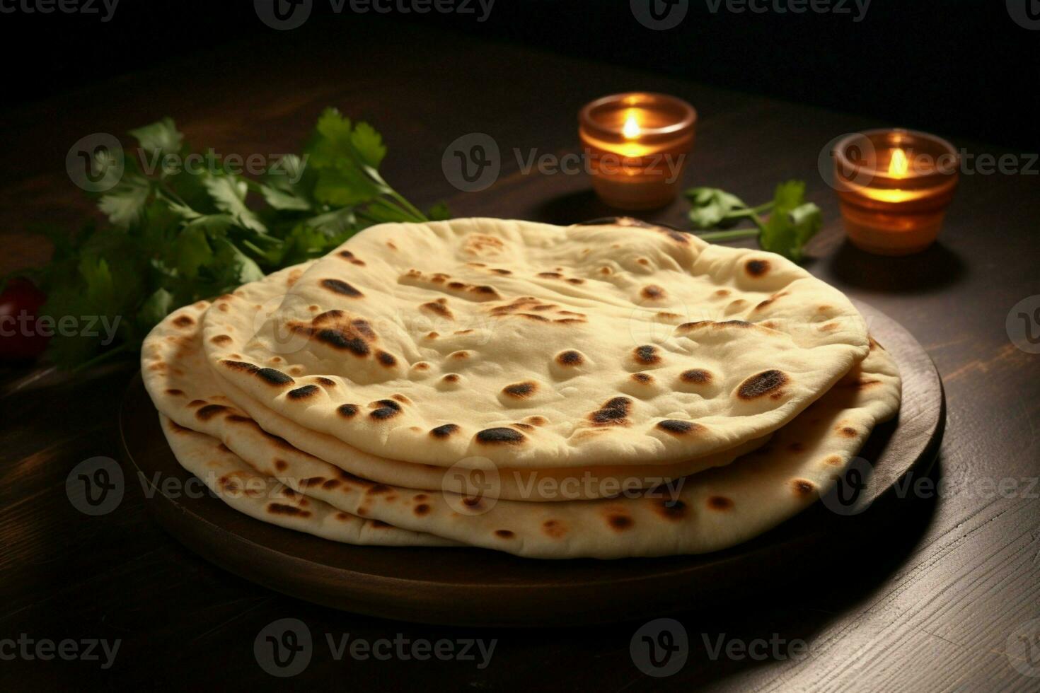 ai gerado idiota ar preenchidas roti indiano tradicional cozinha com chapati, uma cultural deleite foto