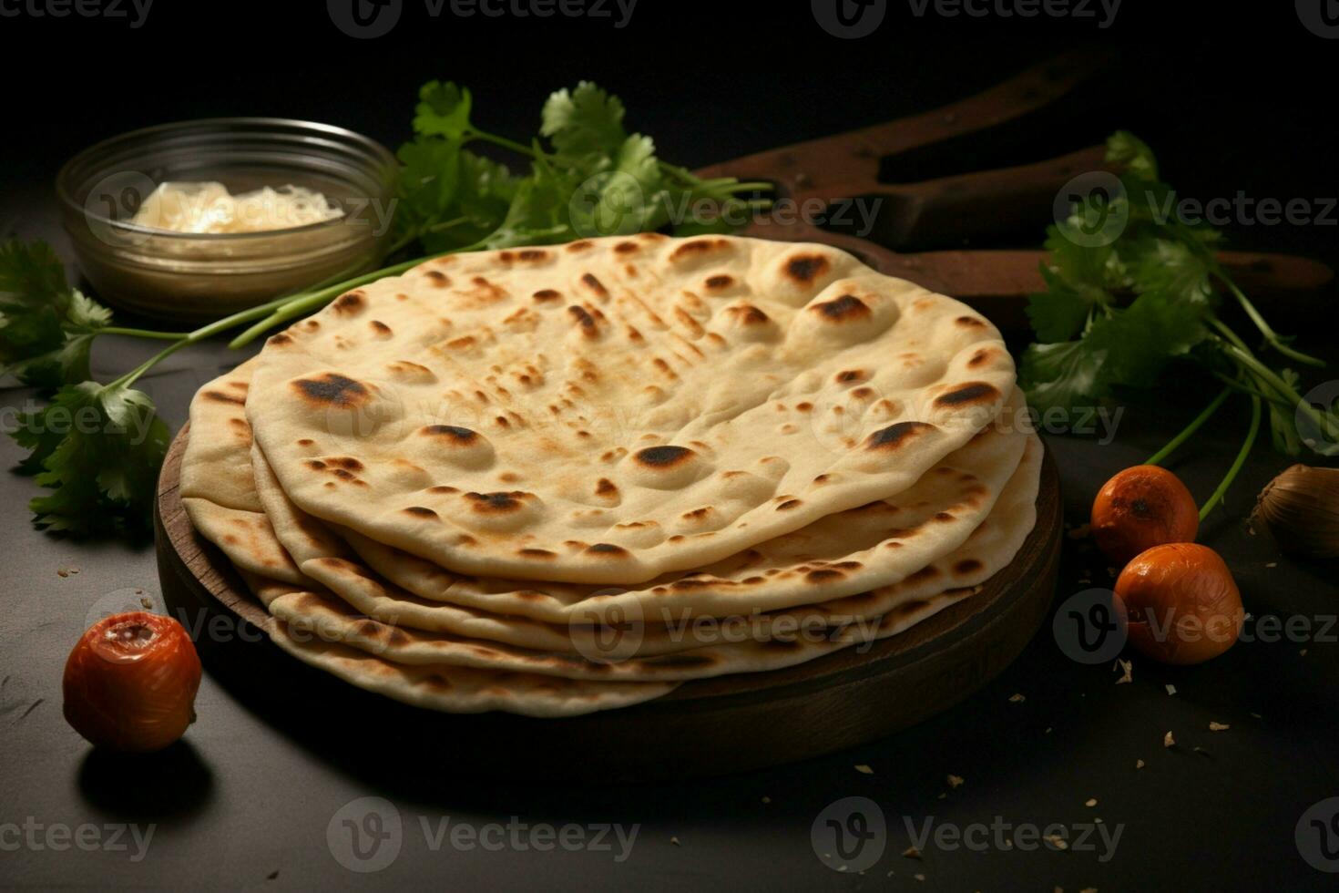 ai gerado idiota ar preenchidas roti indiano tradicional cozinha com chapati, uma cultural deleite foto