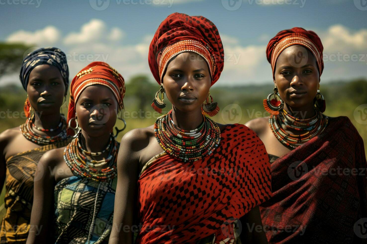 ai gerado colorida africano mulheres tradicional pano. gerar ai foto