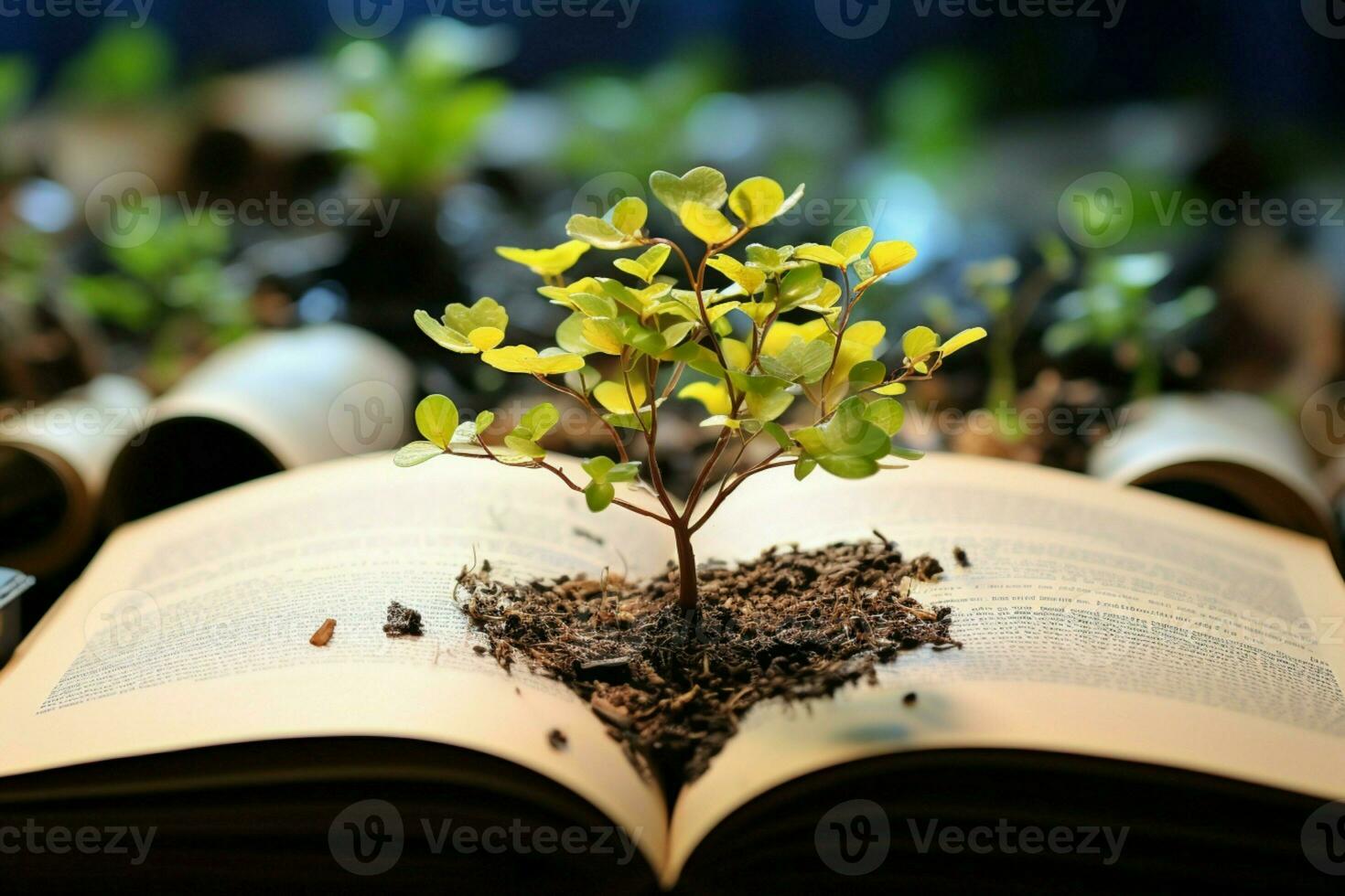 ai gerado sustentável papel Produção plantio e construindo papel para livro didático criação ai gerado foto