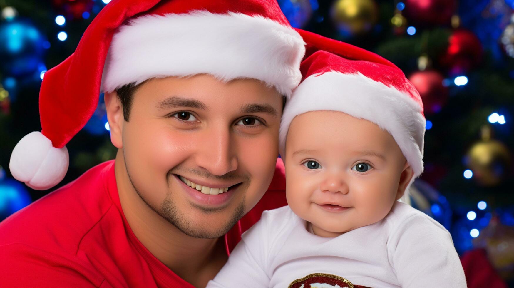 ai gerado uma homem e bebê a comemorar Natal foto