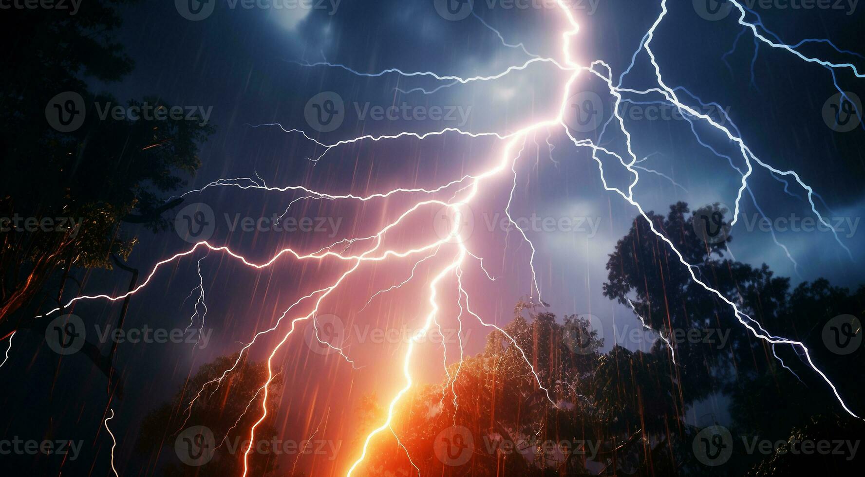 ai gerado relâmpago dentro a céu, relâmpago dentro a noite, fantástico relâmpago cena dentro a noite, tormentoso dia, relâmpago fundo, tempestade dentro a Sombrio foto