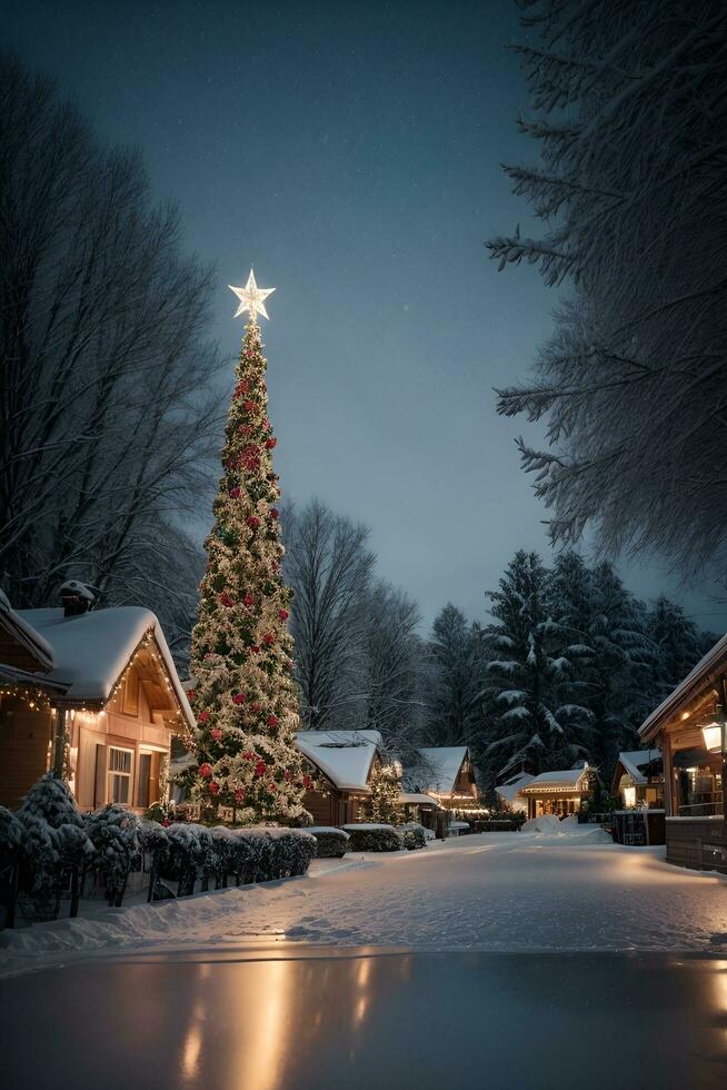 ai gerado agradável cumprimento alegre Natal e feliz Novo ano celebração papel de parede foto