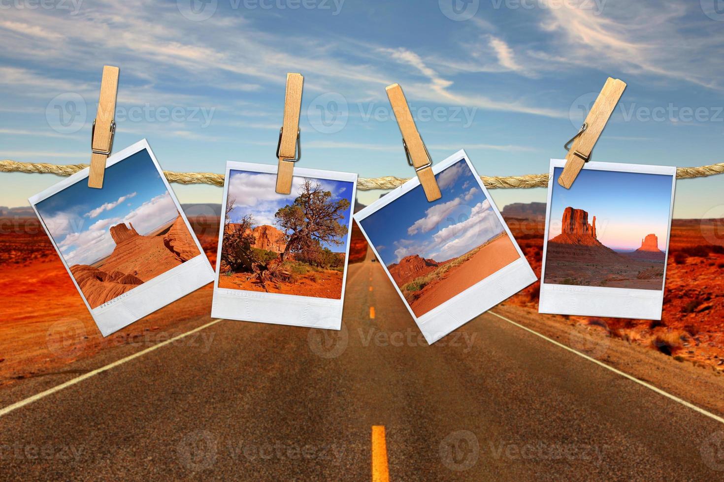 conceito de viagens de férias com imagens de filmes polaroid do monument Valley arizona foto