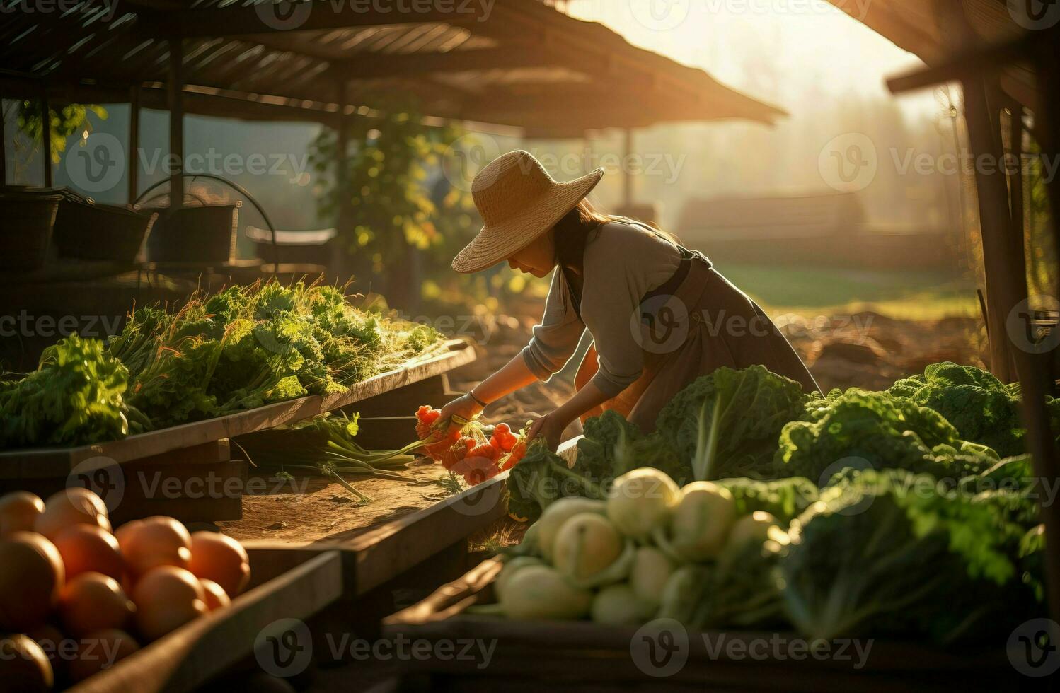 ai gerado orgânico Fazenda colheita. gerar ai foto