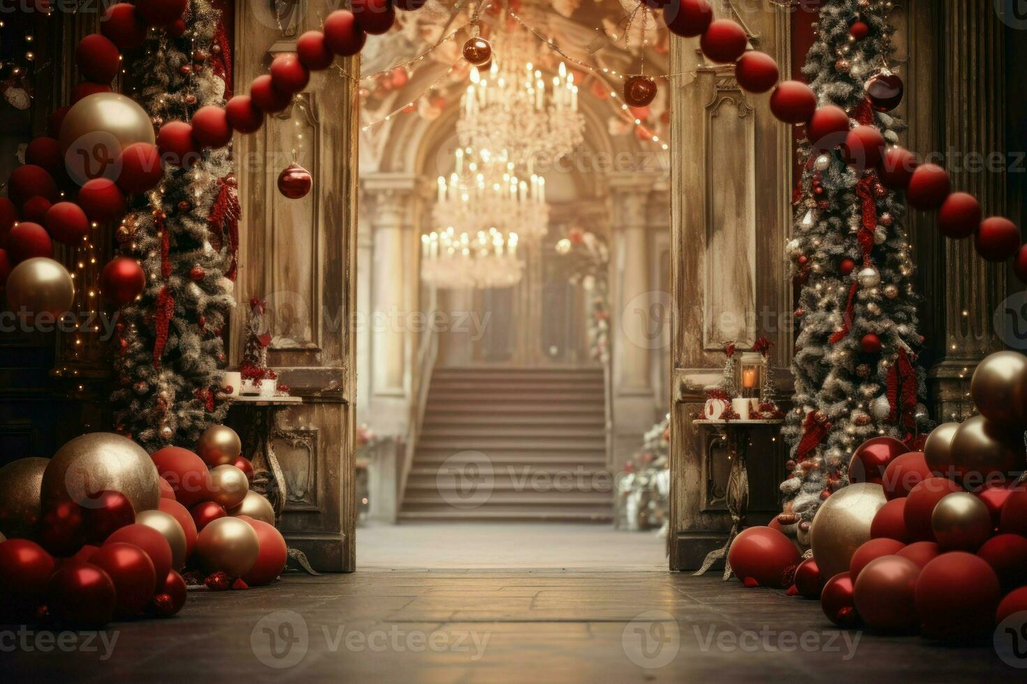ai gerado Natal decorado portas - generativo ai foto