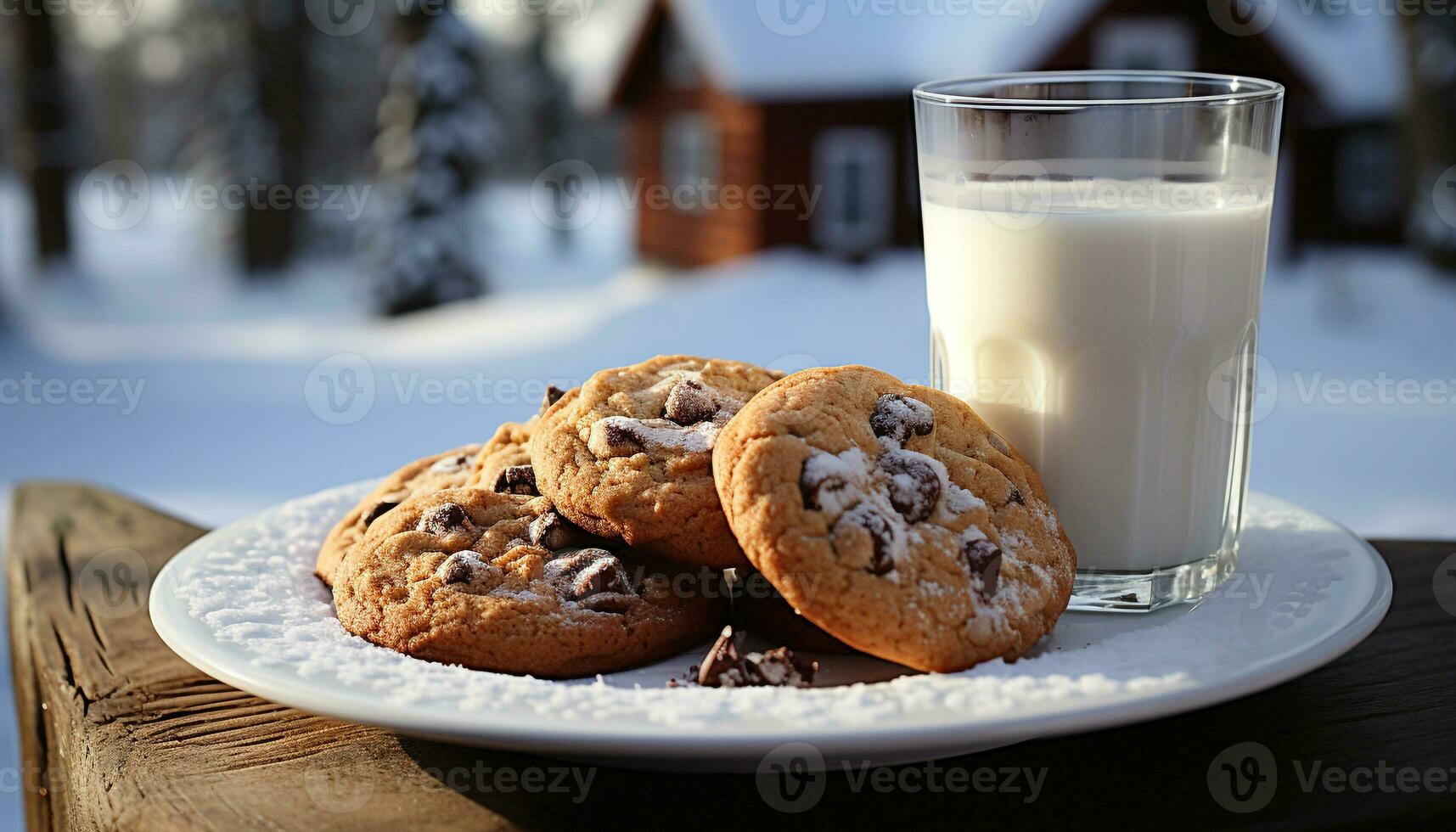 ai gerado caseiro chocolate lasca biscoitos em rústico de madeira mesa, tentador indulgência gerado de ai foto