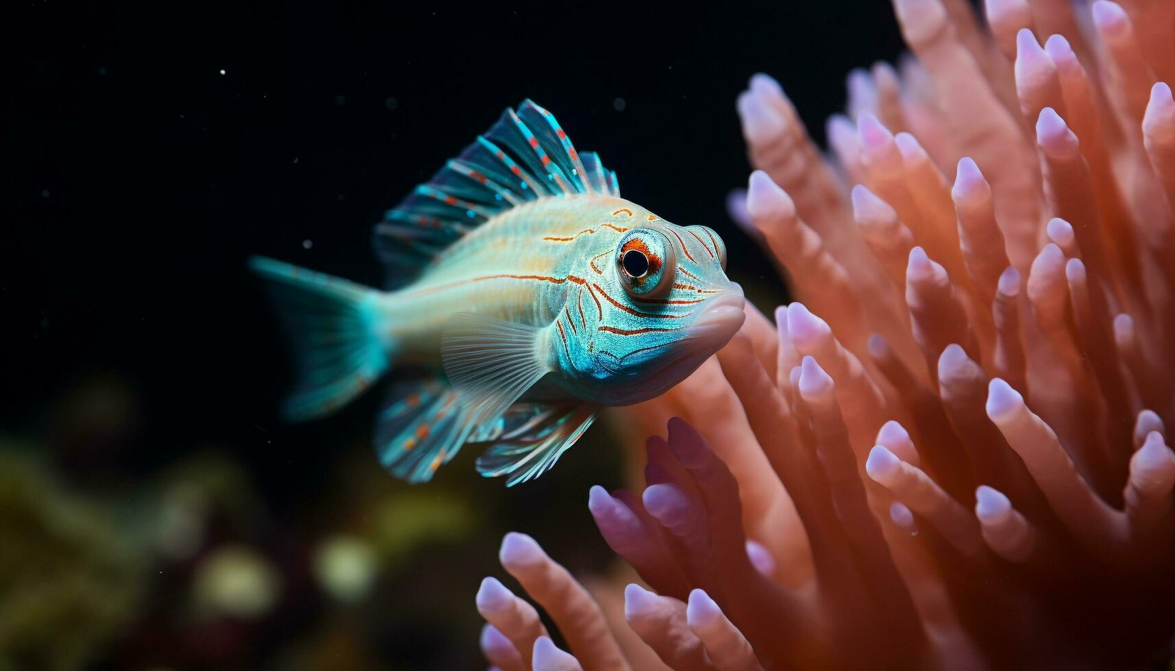 ai gerado colorida palhaço peixe natação dentro vibrante embaixo da agua recife gerado de ai foto