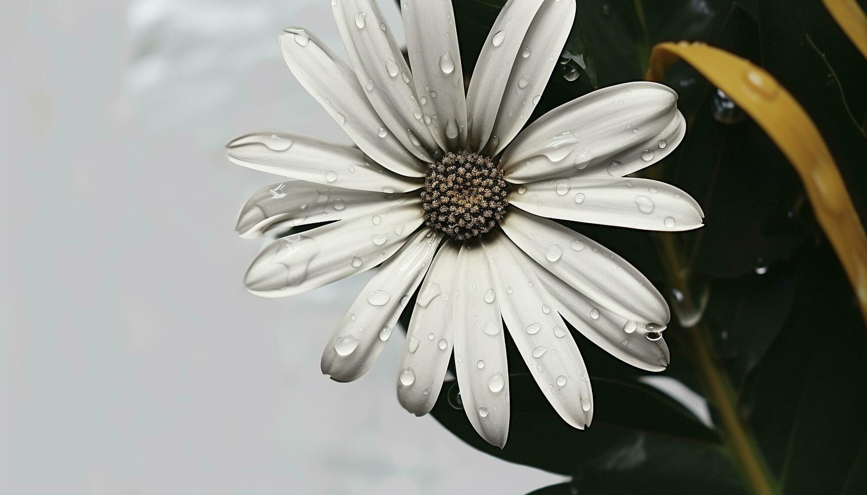 ai gerado frescor do verão, molhado margarida reflete beleza gerado de ai foto