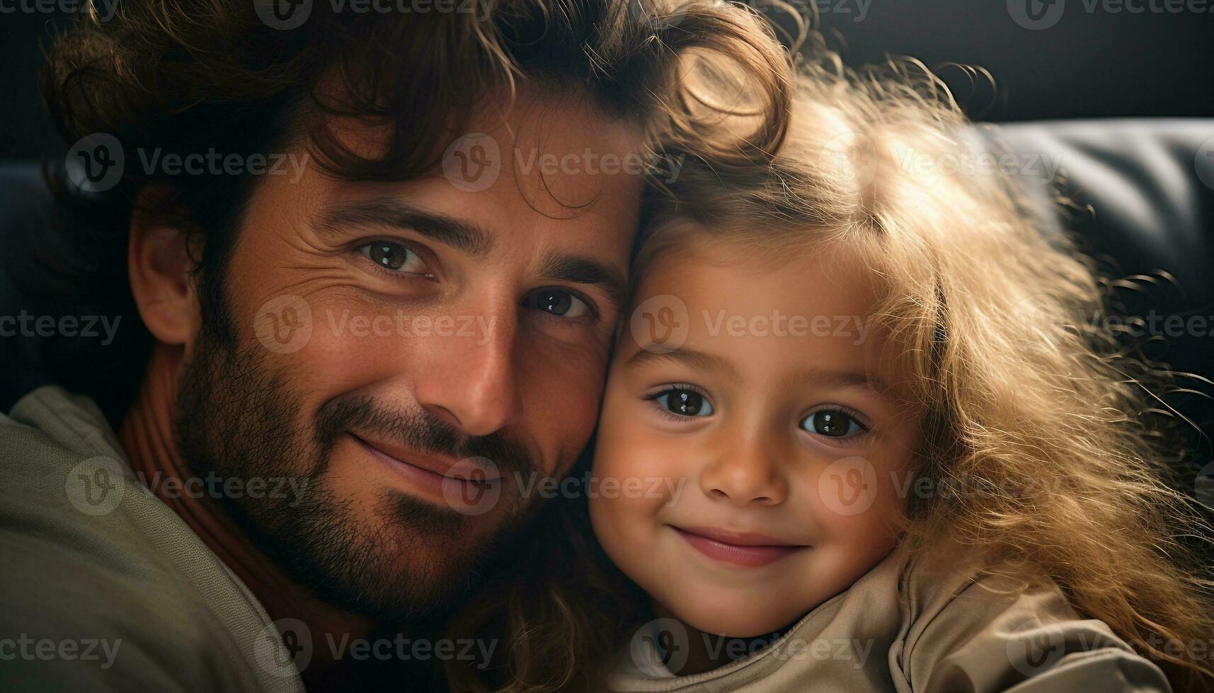 ai gerado sorridente família, 1 criança, felicidade, alegre amor gerado de ai foto