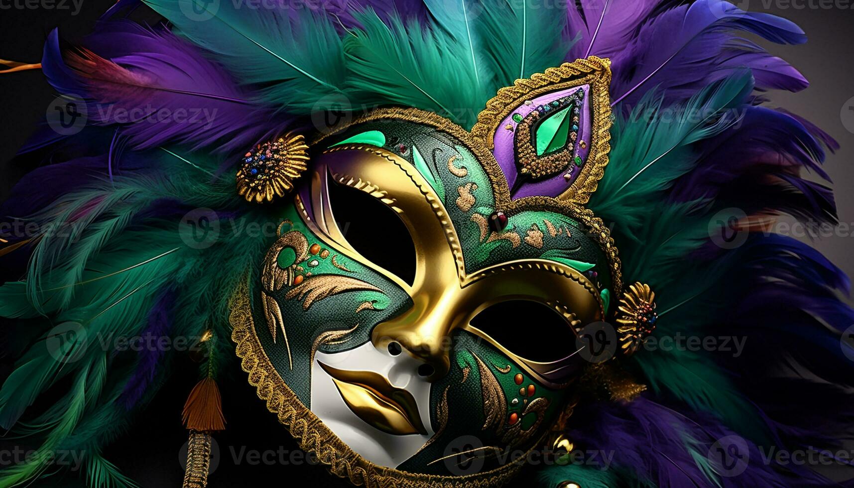 ai gerado emplumado mascarar esconde elegância dentro italiano carnaval celebração gerado de ai foto