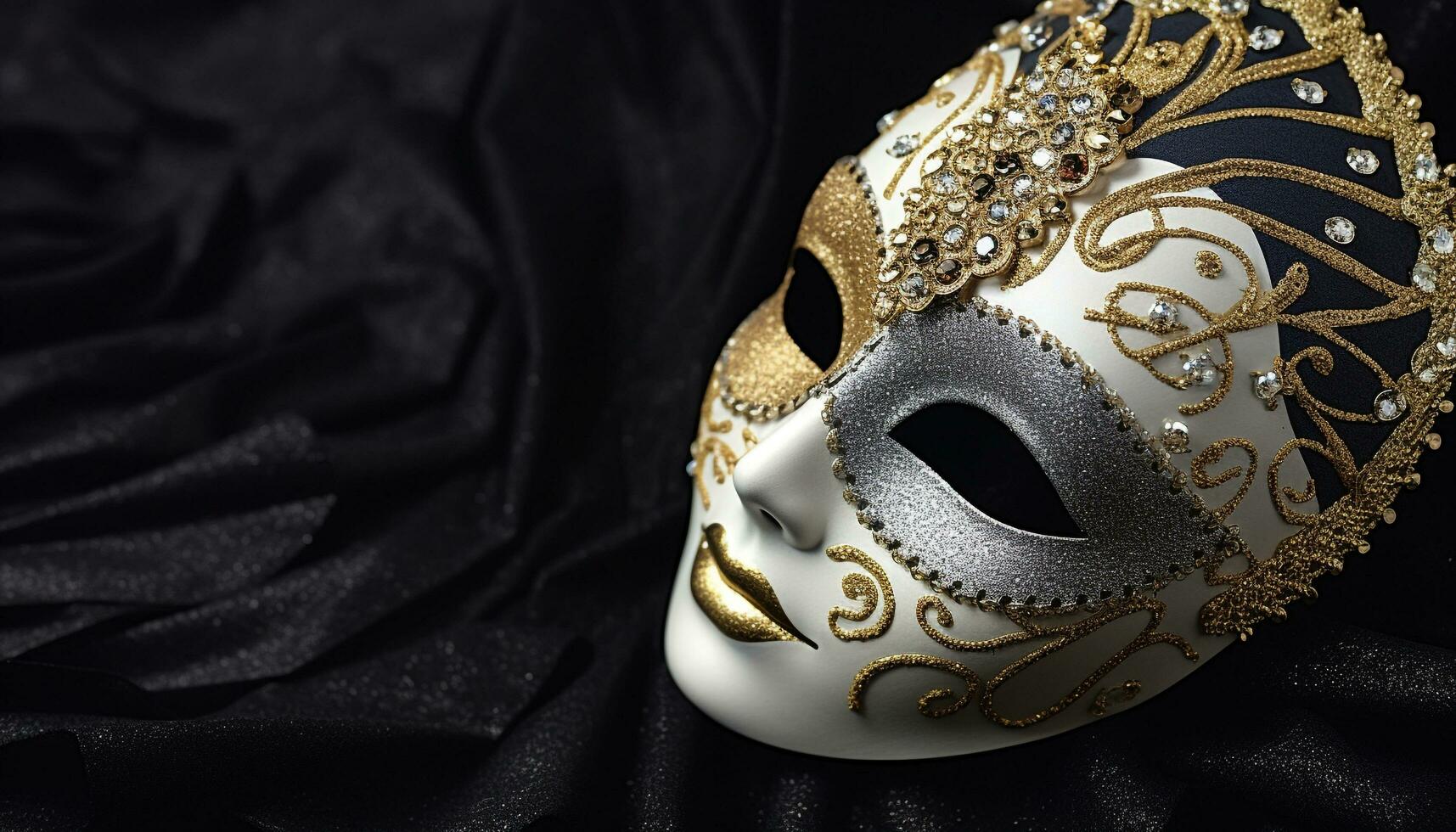 ai gerado mascarado elegância dentro uma dourado celebração do mistério gerado de ai foto