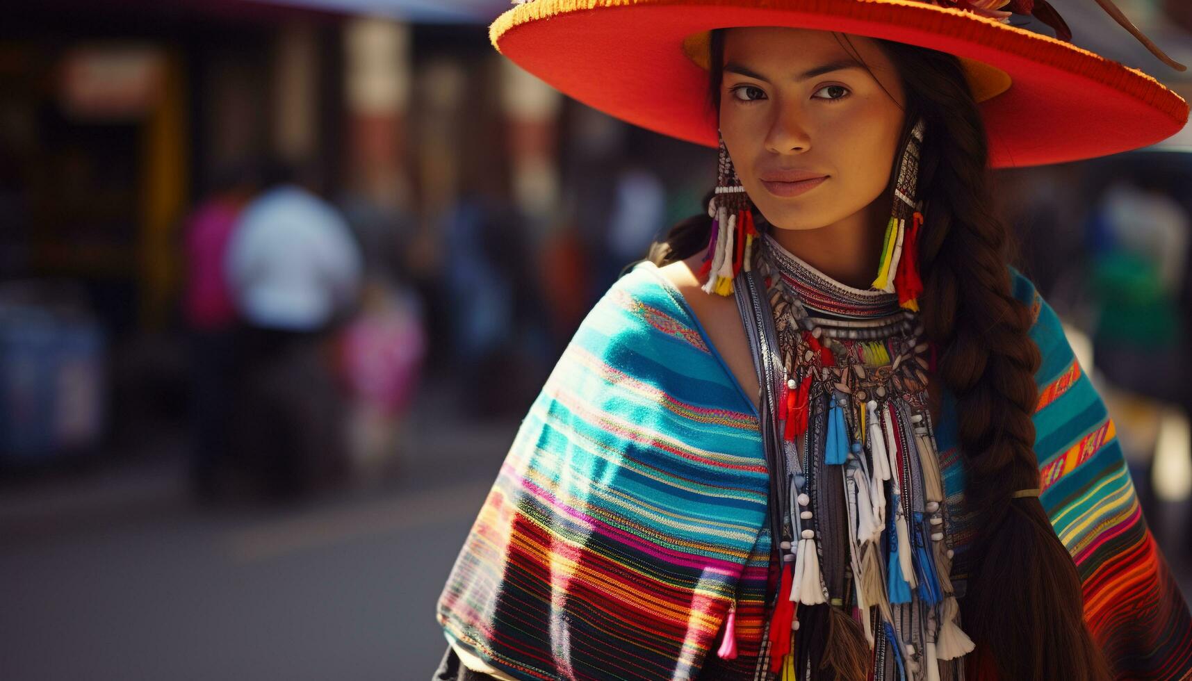 ai gerado sorridente jovem mulheres dentro tradicional roupas, olhando às Câmera gerado de ai foto