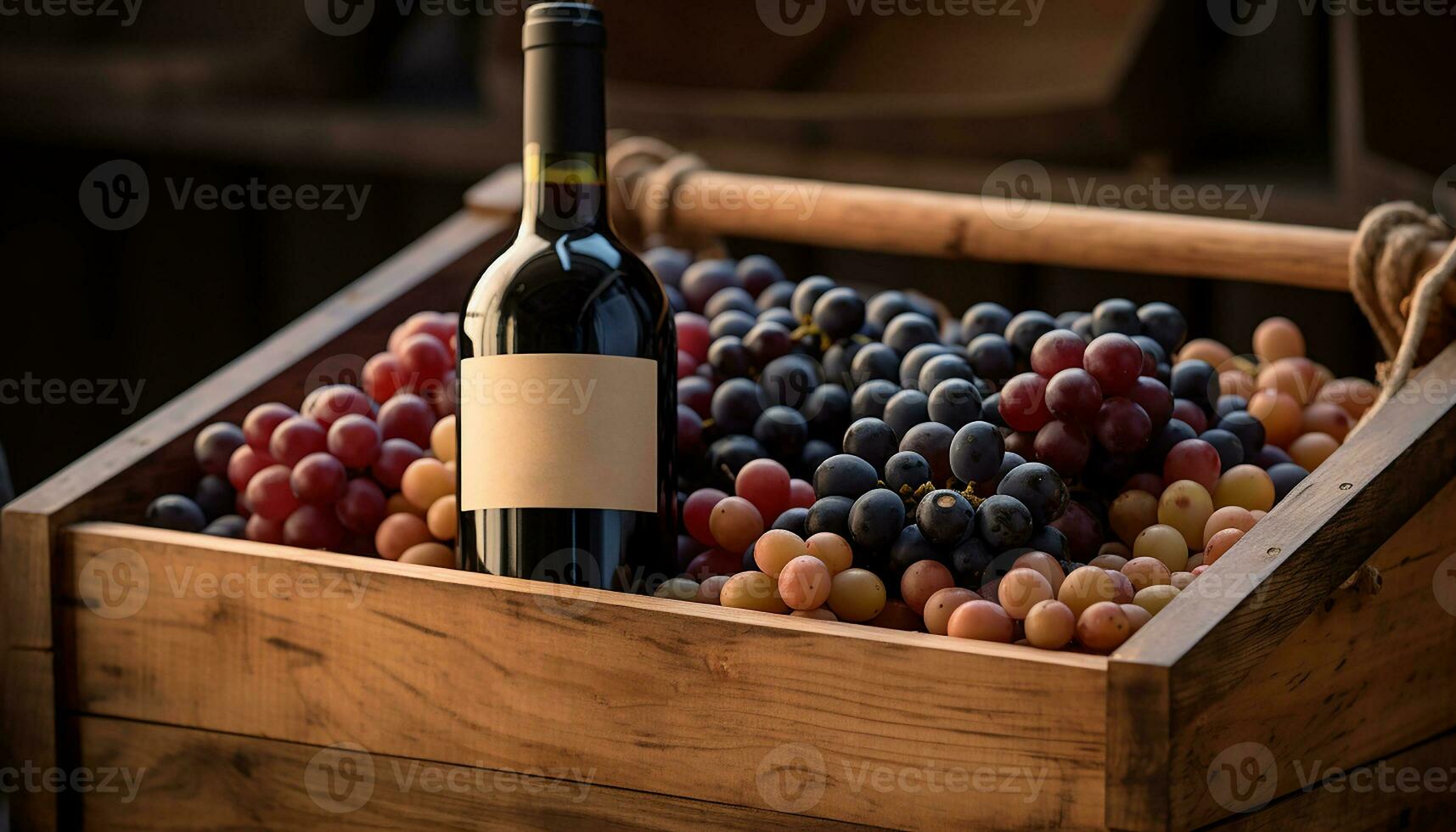 ai gerado uva Vinhedo, madeira barril, vinho garrafa, fresco fruta gerado de ai foto