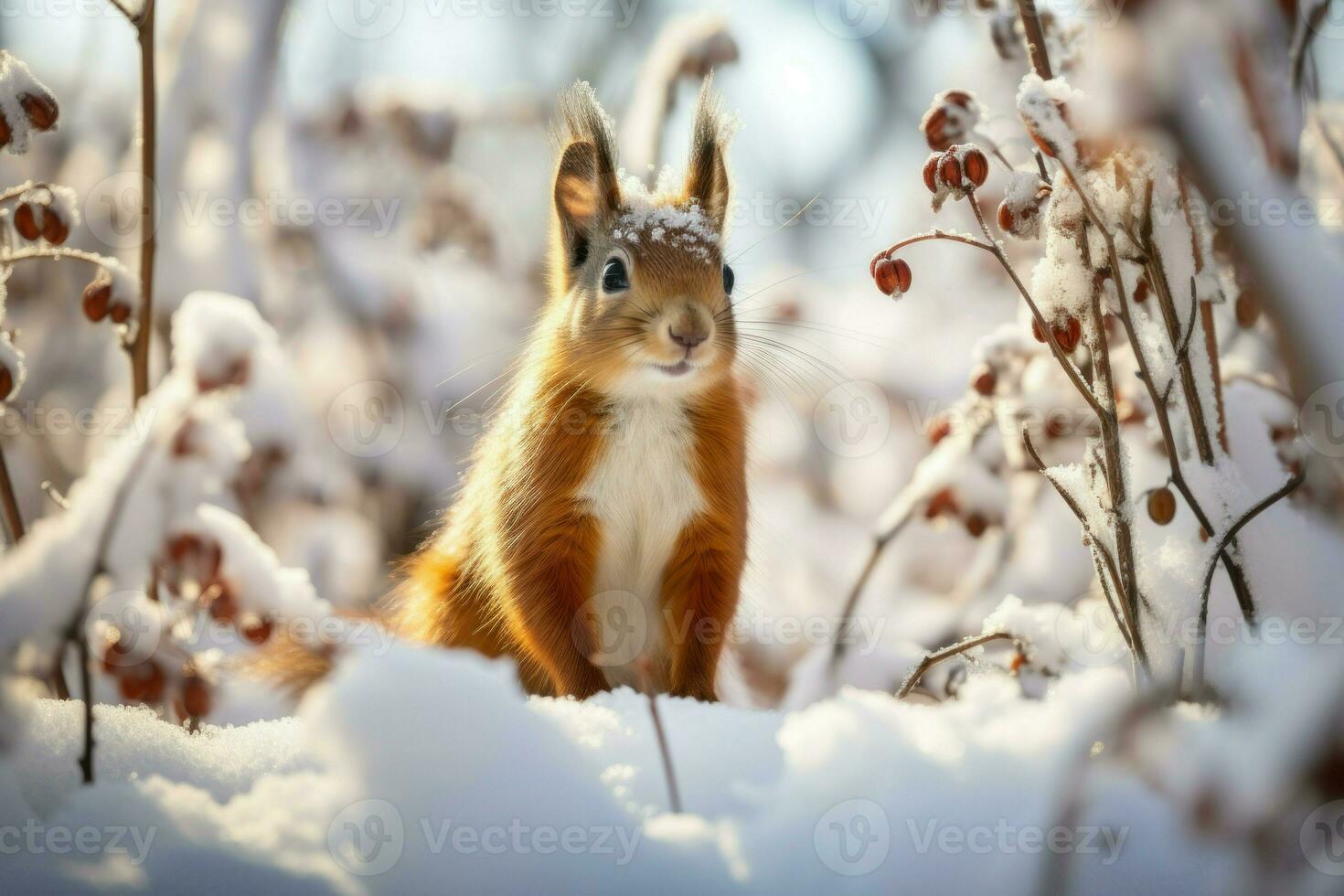 ai gerado animais selvagens dentro inverno - generativo ai foto