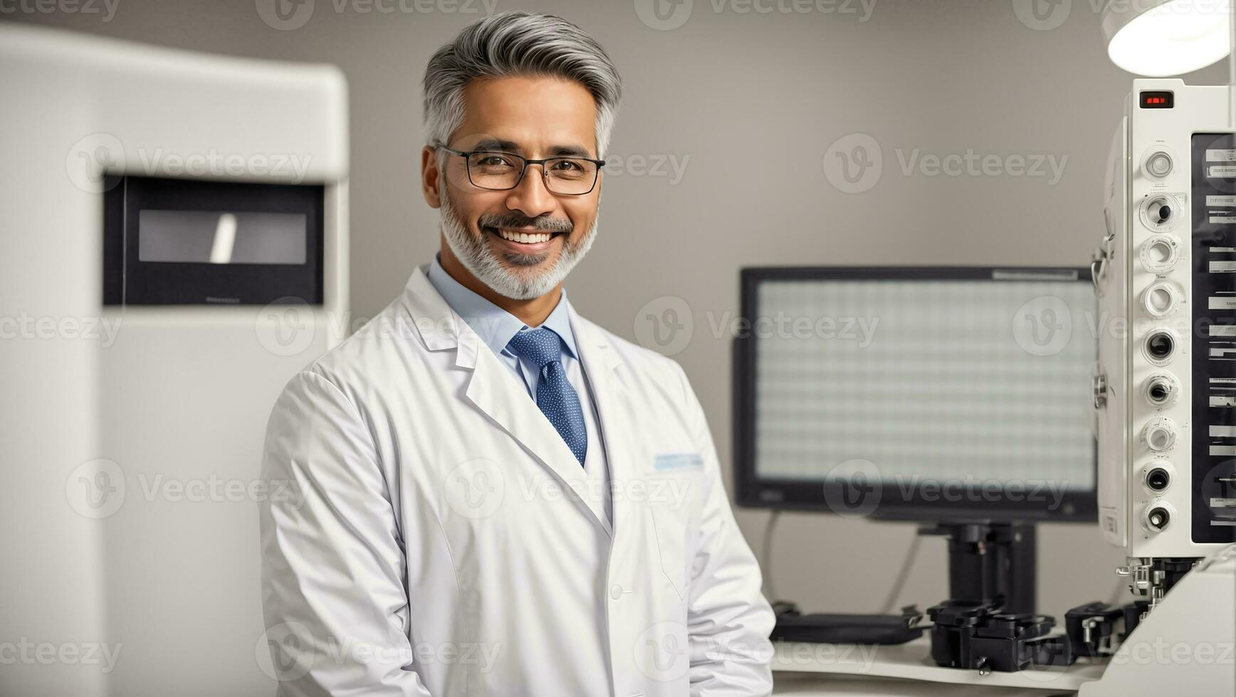 ai gerado retrato do uma sorridente masculino médico foto