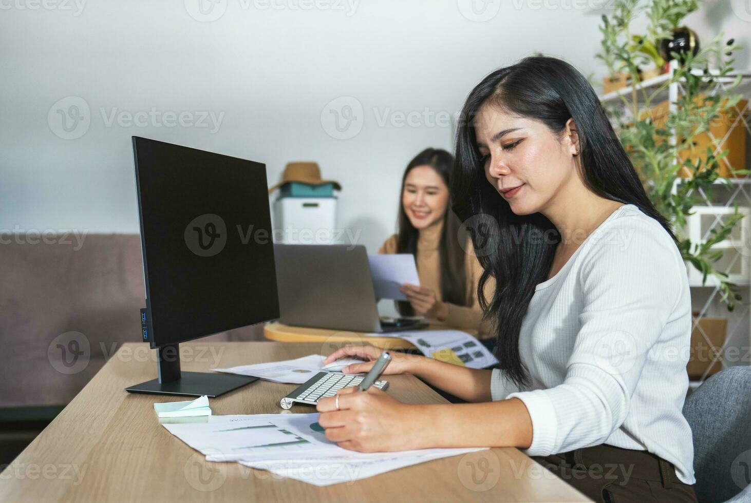 contador ou auditor trabalhando com computador dentro escritório foto