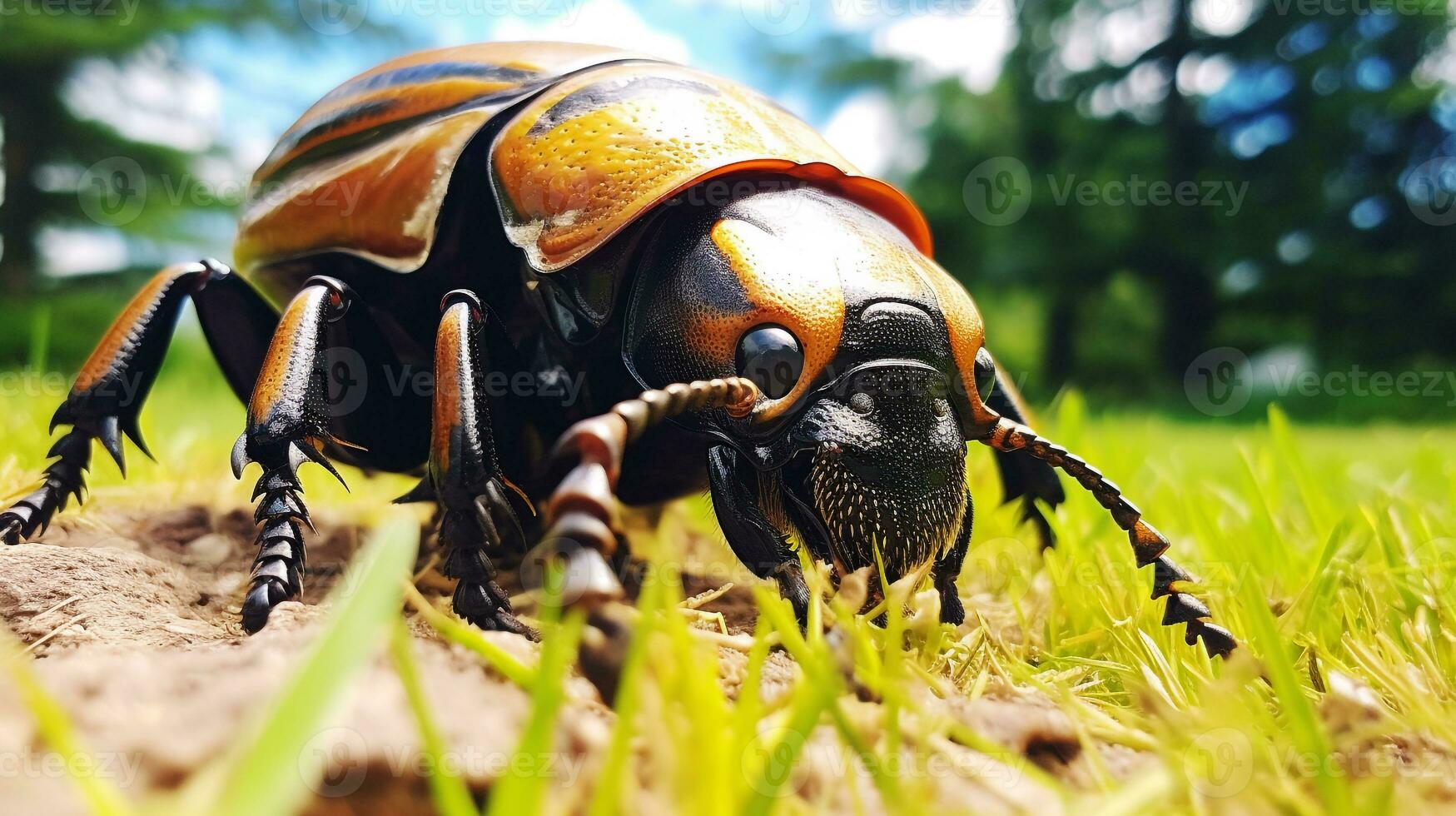 ai gerado foto do Hércules besouro em uma chão. generativo ai