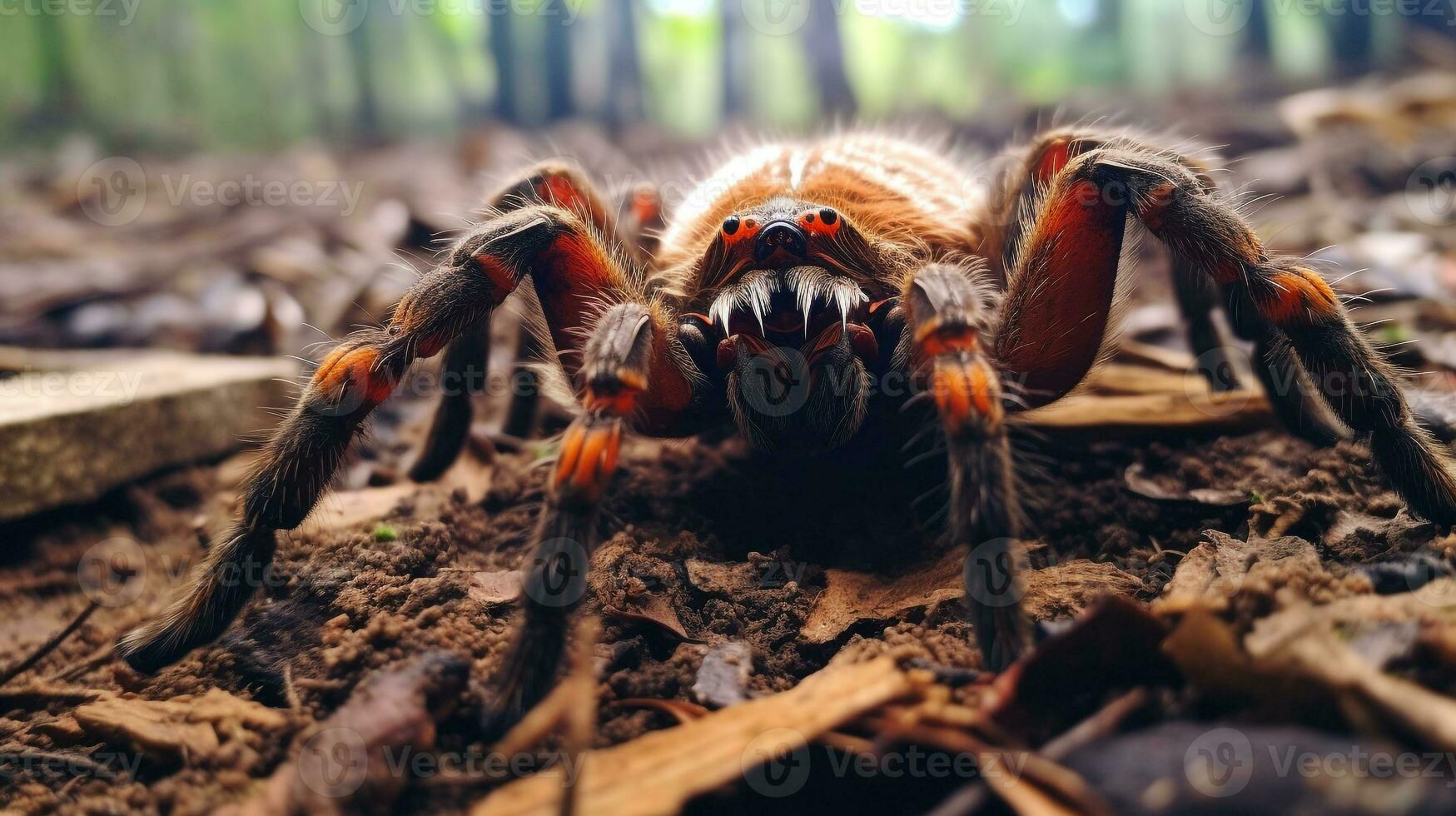 ai gerado foto do tarântula em uma chão. generativo ai