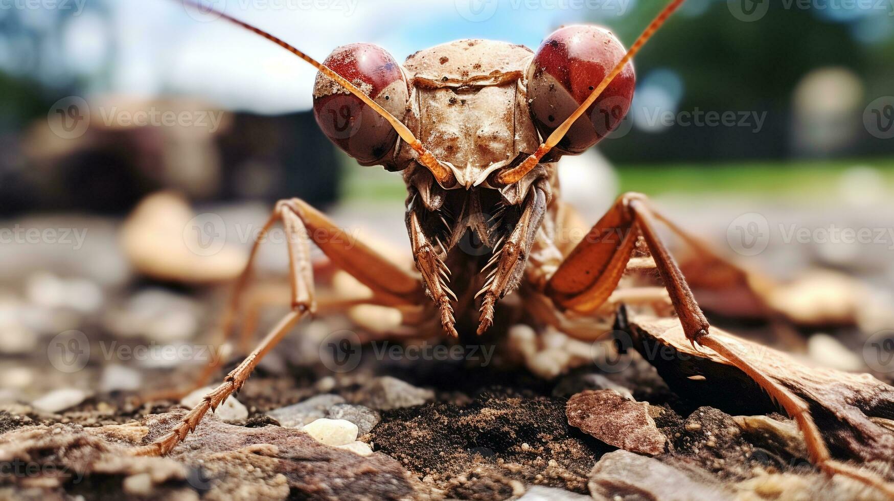 ai gerado foto do latido louva a Deus em uma chão. generativo ai