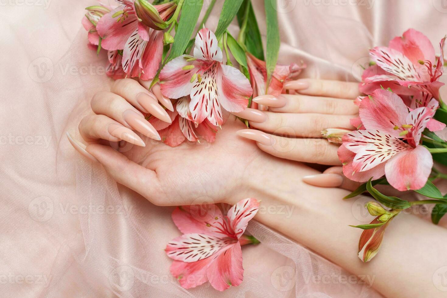 elegante pastel Rosa natural manicure. foto