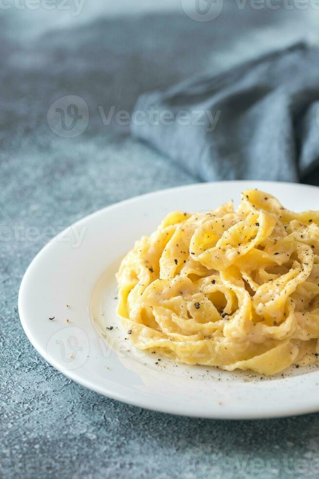 parte do fettuccine Alfredo foto