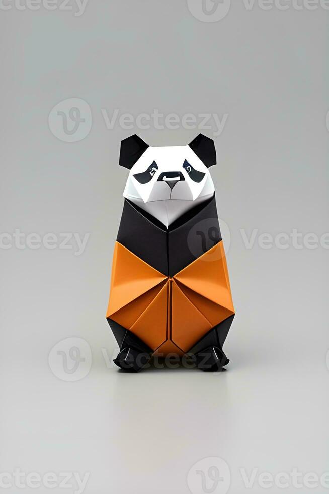 ai gerado origami panda em luz fundo foto