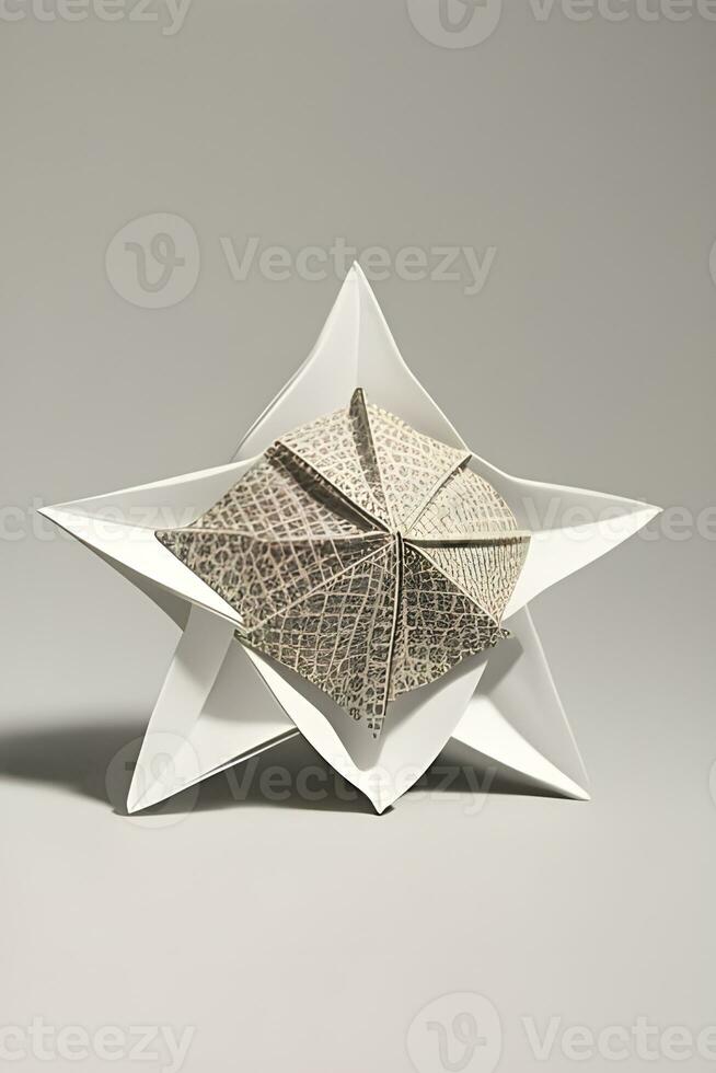 ai gerado origami semelhante a uma estrela objeto em luz fundo foto