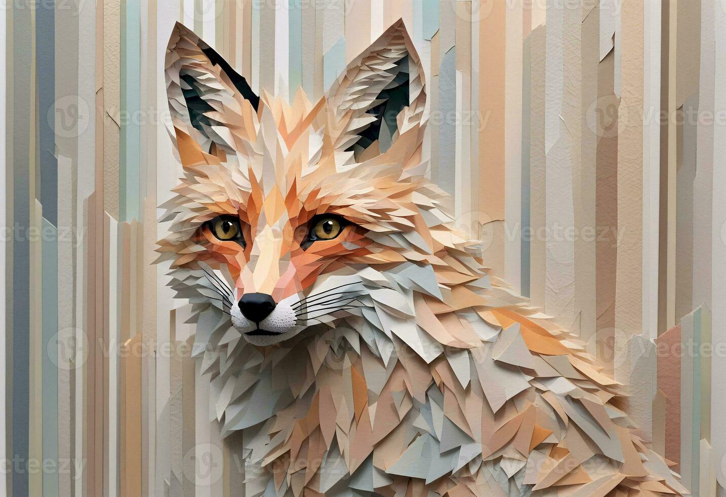 ai gerado detalhado papel colagem arte do uma Raposa foto