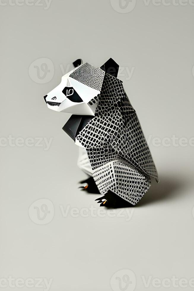 ai gerado origami panda em luz fundo foto