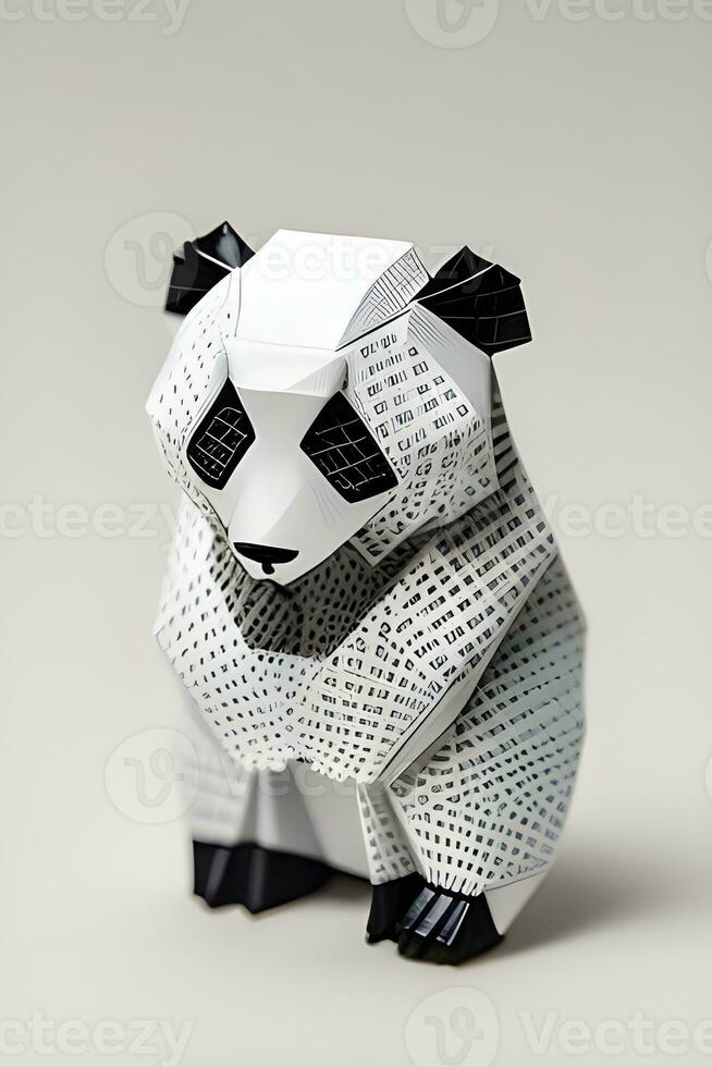 ai gerado origami panda em luz fundo foto