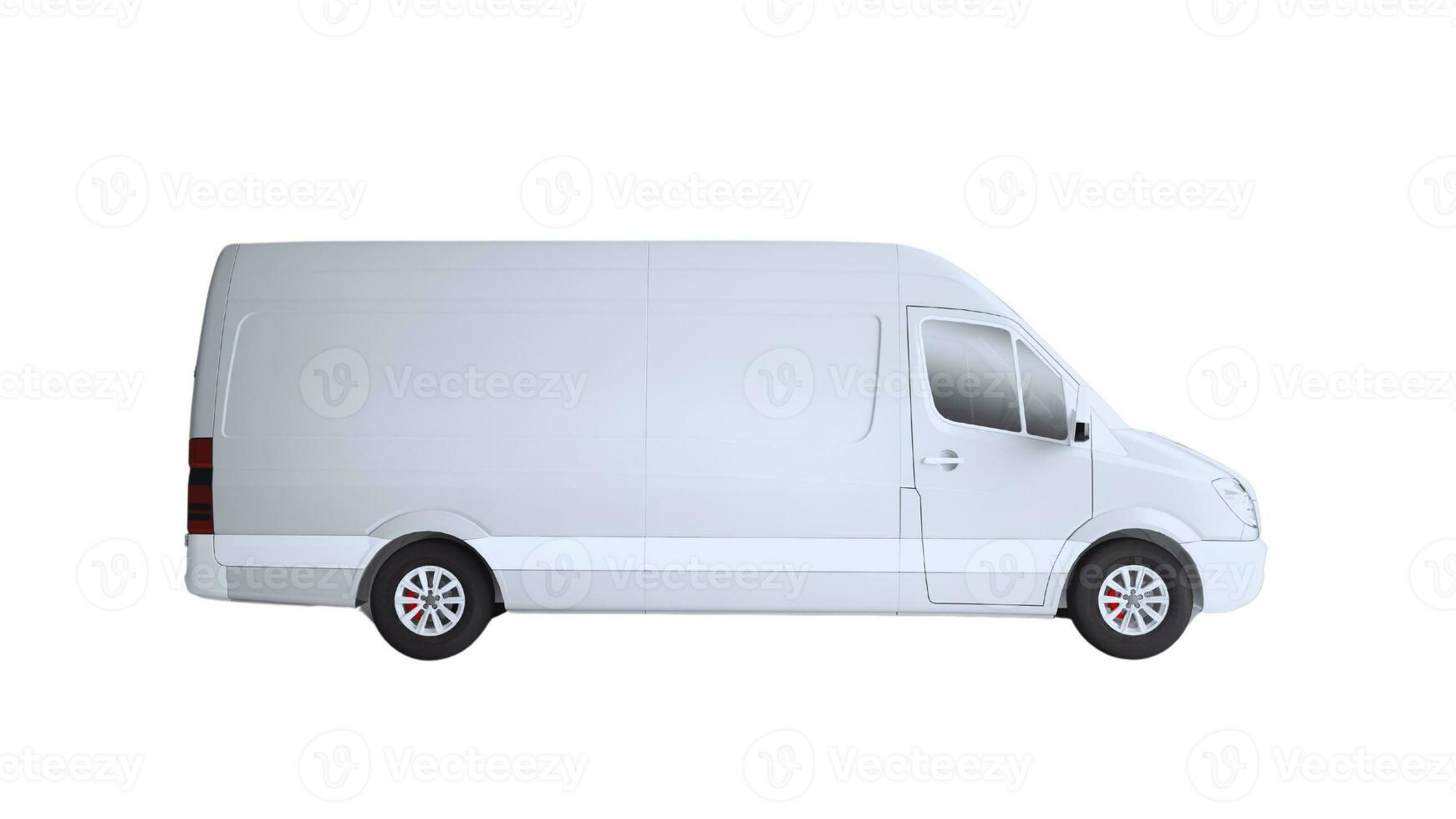editável Entrega furgão brincar, realista carga transporte veículo modelo isolado em branco fundo para branding e publicidade Projeto foto