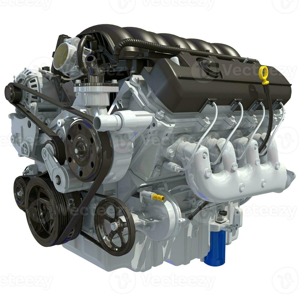 v8 turbo carro motor 3d Renderização em branco fundo foto